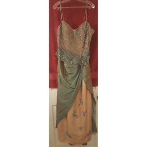 Two color long beaded dress